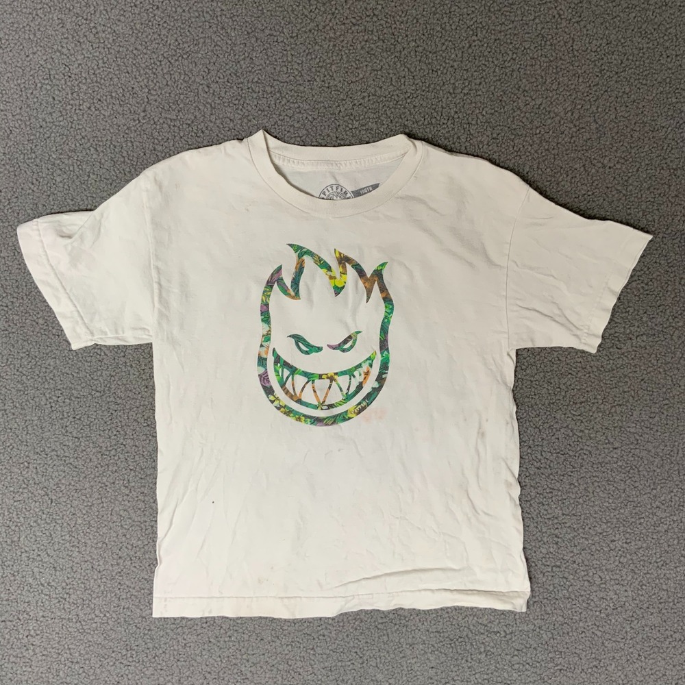 VINTAGE Spitfire T Shirt Youth medium Short Sleeve Solid Logo white
